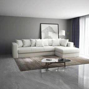 Colțar extensibil dumonde cu ladă de depozitare si sezut confortabil din spuma high-density, Gloria Ambience Ivory II 320x183 cm