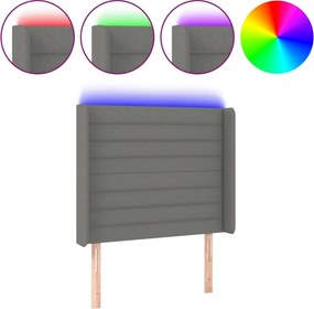 vidaXL Tăblie de pat cu LED, gri închis, 93x16x118/128 cm, textil