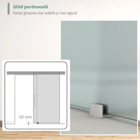 HOMCOM Ușă Glisantă din Sticlă Temperată Satinată, Kit Complet cu Șină și Mâner, 90x205cm | Aosom Romania