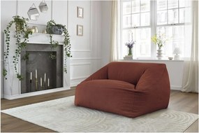 Fotoliu bean bag portocaliu cu tapițerie din catifea reiată Lilibet – Bobochic Paris