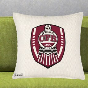 Perna Personalizata CFR Cluj Fotbal Club 1907, 40x40 cm, Crem Reliefat, Husa Detasabila, Perna Inclusa, BEKZ®