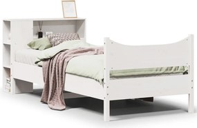 vidaXL Cadru de pat fără saltea, alb, 75x190 cm, lemn masiv de pin