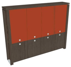 Dulap înalt Verno+ 260 x 46 x 210 cm, uși combinate, stejar antracit / portocaliu