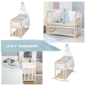 Pătuț leagăn cu spațiu de depozitare și baldachin 90x45 cm Liebhabär – Roba