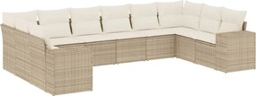 vidaXL Set canapele de grădină cu perne, 10 piese, bej, poliratan