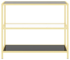 Masa consola negru transparent 100x36x90 cm sticla securizata 1, auriu si negru
