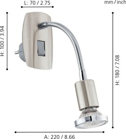 Eglo 902366 - Lampă LED de priză MINI, 1xGU10/2,8W/230V, crom mat