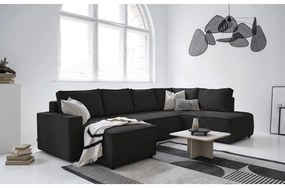 Colțar gri antracit extensibil cu tapițerie din catifea reiată (cu colț pe partea dreaptă/în formă de "U") Brave Dave – Miuform