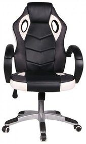 Scaun gaming si birou NOVOKIDS™ Gamer PRO, Rotatie 360 grade, Design ergonomic, Inaltime reglabila 117-127 cm, Latime 60 cm, Max 120 kg, Alb cu Negru