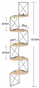 Polita de colt pentru perete TAYLOR SONOMA cu 5 polite, 127x20cm