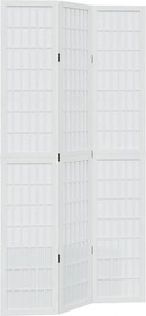 vidaXL Paravan cameră 3 panouri, alb, lemn masiv paulownia