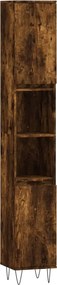 vidaXL Dulap de baie, stejar afumat, 30x30x190 cm, lemn prelucrat