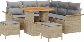 vidaXL Set de canapele pentru grădină 8 pcs Beige și gri deschis