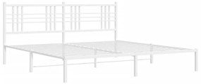 376377 vidaXL Cadru de pat metalic cu tăblie, alb, 180x200 cm