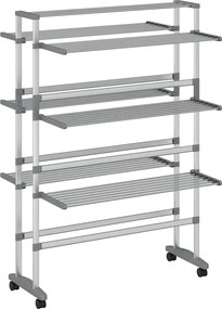 vidaXL Uscător de rufe cu roți, 89x64x129 cm, aluminiu