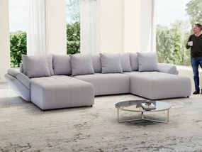 Colțar extensibil dumonde cu ladă de depozitare si sezut confortabil din spuma high-density, Berlin U Enjoy Gri 380x180 cm