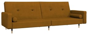 337341 vidaXL Canapea extensibilă cu 2 locuri, 2 perne, maro, catifea