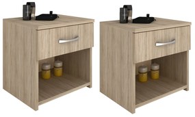 Set 2 Noptiere Remi, 1 Sertar, Stejar Sonoma, 40 x 35 x 40 cm