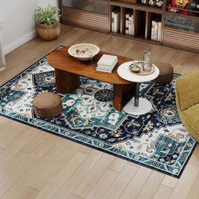 HOMCOM Covor Boho Antiderapant și Lavabil cu Fir Scurt 230x160cm Multicolor | Aosom Romania