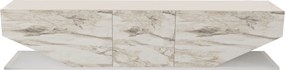 Comoda TV INCI, alb cu efect de marmura, PAL melaminat, 180x30x45 cm