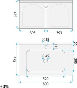 Set mobilier de baie cu lavoar Denver 80cm Grey