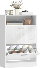HOMCOM Dulap pentru încălțăminte 8 perechi, dulap, 2 sertare rabatabile, rafturi reglabile și compartiment, alb | Aosom Romania