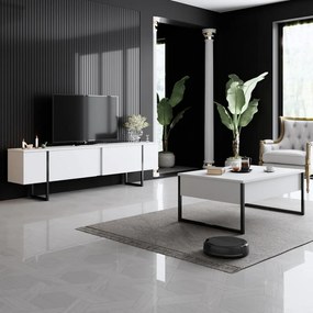 Comoda TV Luxe, Alb / Negru