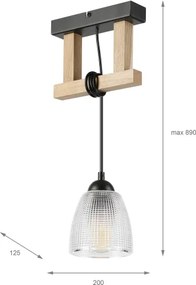 Pendul pe cablu LEANDRA 1xE27/15W/230V stejar/negru