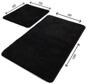 Set 2 covorase de baie Chilai Home 359CHL2333, 100x60 cm, Antibacterian, Acrilic, Negru