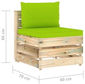 Canapea de gradina cu 4 locuri, cu perne, lemn verde tratat verde aprins, 4 locuri, 1