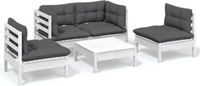 vidaXL Set mobilier grădină cu perne, 5 piese, lemn masiv de pin