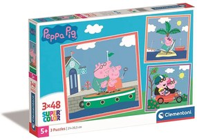 Purcelușa Peppa Relaxing 3x48 buc. Puzzle Clementoni