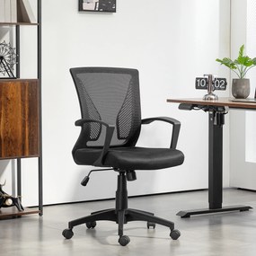 HOMCOM Scaun birou fauteuil birou cu șezut și spătar din plasă respirabilă înălțime reglabilă 62 x 60 x 92-102 cm negru | Aosom Romania