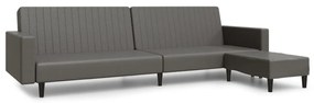 3081885 vidaXL Canapea extensibilă 2 locuri şi taburet, gri, piele ecologică