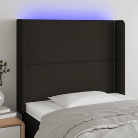 3123884 vidaXL Tăblie de pat cu LED, negru, 83x16x118/128 cm, textil