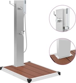 vidaXL Duș de exterior cu cădiță, WPC și oțel inoxidabil