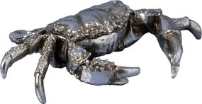 Cutie decorativă din rășină argintie în formă de crab, capac detașabil, finisaj antichizat, 7 x 28,5 x 18,5 cm, „Océane”