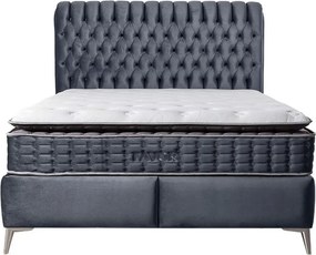 Pat FAVORI 160x200, stofa catifelata gri antracit - BF 16, cu somiera
