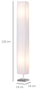 HOMCOM Lampă de Podea cu Design Modern pentru Living, 14x14x120 cm, Alb | Aosom Romania