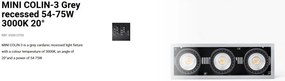 Spot LED incastrabil MINI COLIN-3 Grey recessed 54-75W 3000K 20°