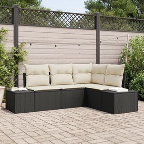 vidaXL Set de canapele pentru grădină 4 pcs Negru Rattan poli
