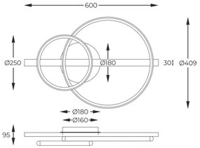 Lustră LED aplicată Zuma Line MX3913-2-3BWLT ALMERIA LED/17W/230V