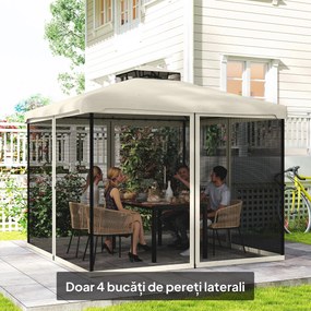 Plasa de Tantari Outsunny, Perdele de Rezerva, Balamale, 302x207cm, Negru si Bej | Aosom Romania