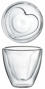 Set 2 pahare termorezistente 150ml, model inima, Mia