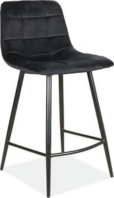 Scaun bar MILA H-2, negru, stofa catifelata/metal, 43x38x87 cm