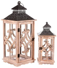 Set felinare din lemn Brandstatt, 2 buc.