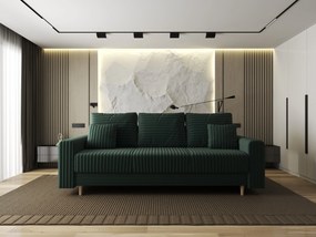 Canapea extensibilă dumonde cu ladă de depozitare si sezut confortabil din spuma high-density, Kronos Ambience Verde 210x100 cm