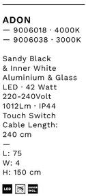 Oglinda cu iluminat LED IP44 3000K Adon, 150x75cm, NVL-9006038
