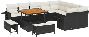 vidaXL Set de canapele pentru grădină 13 pcs Negru și Crem poliratan