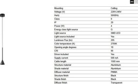 Pendul LED stil minimalist ANNA negru